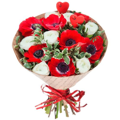 Цветочный букет «Пылающая нежность»