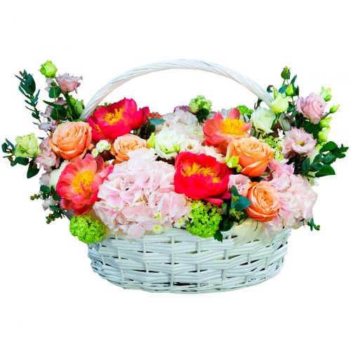Цветочная композиция в корзине «Тайный сад»