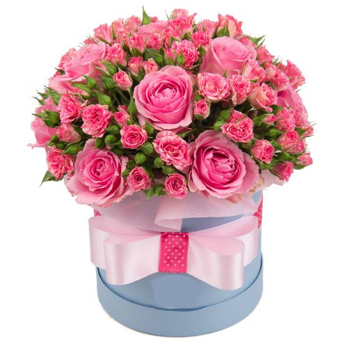 Цветы в коробке «Розовая история»