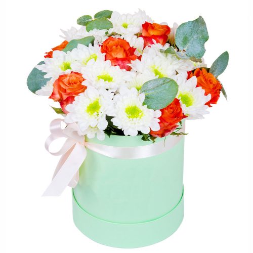 Цветы в шляпной коробке «Сияние утра»