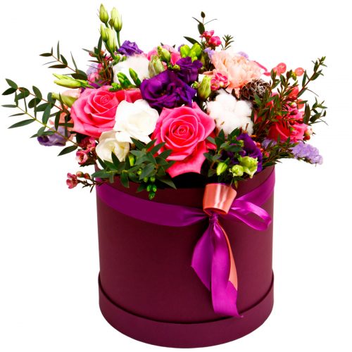 Цветы в шляпной коробке «Розмари»